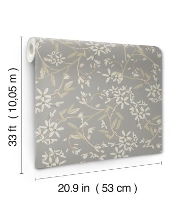 4201-20114 - Paradis Slate Bouquet Toss Wallpaper-Savanna by A Street