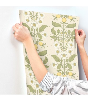 4201-48010 - Rosa Green Floral Columns Wallpaper-Savanna by A Street