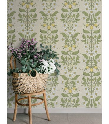 4201-48010 - Rosa Green Floral Columns Wallpaper-Savanna by A Street