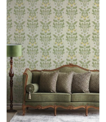 4201-48010 - Rosa Green Floral Columns Wallpaper-Savanna by A Street