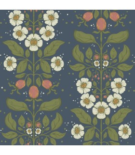 4201-48013 - Rosa Navy Floral Columns Wallpaper-Savanna by A Street