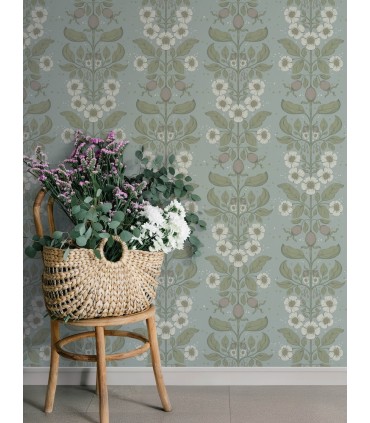 4201-48011 - Rosa Sky Blue Floral Columns Wallpaper-Savanna by A Street