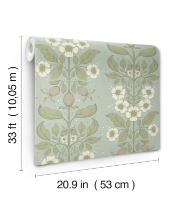 4201-48011 - Rosa Sky Blue Floral Columns Wallpaper-Savanna by A Street