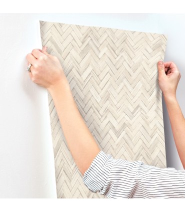 4202-410372 - Ellery Beige Herringbone Wallpaper-Springhill by A Street