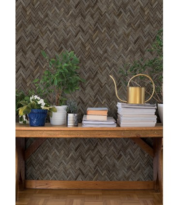4202-410358 - Ellery Charcoal Herringbone Wallpaper-Springhill by A Street