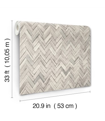 4202-410365 - Ellery Light Grey Herringbone Wallpaper-Springhill by A Street