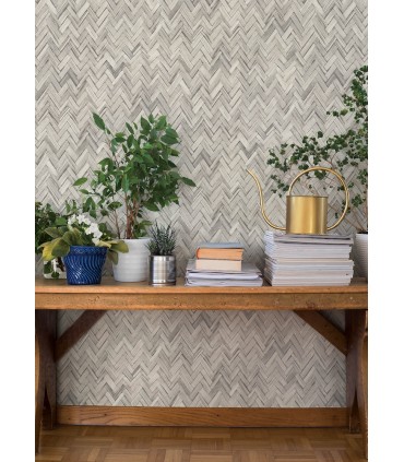 4202-410365 - Ellery Light Grey Herringbone Wallpaper-Springhill by A Street