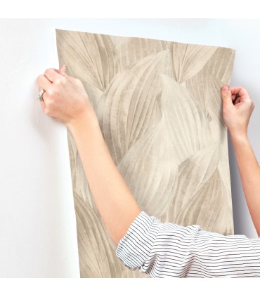 4202-571554 - Melora Beige Leaf Wallpaper-Springhill by A Street