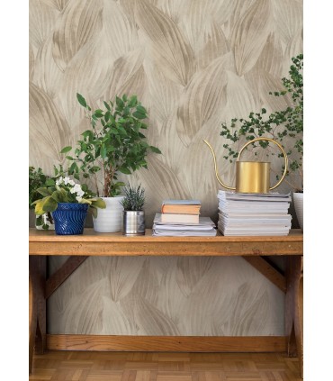 4202-571554 - Melora Beige Leaf Wallpaper-Springhill by A Street
