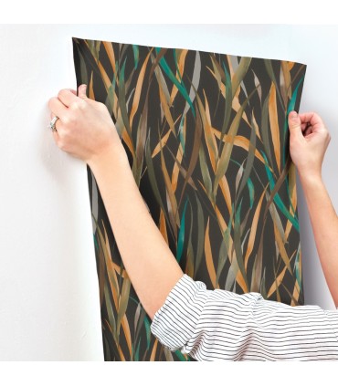 4202-330250 - Willoughby Black Fronds Wallpaper-Springhill by A Street