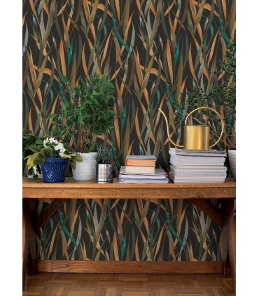 4202-330250 - Willoughby Black Fronds Wallpaper-Springhill by A Street