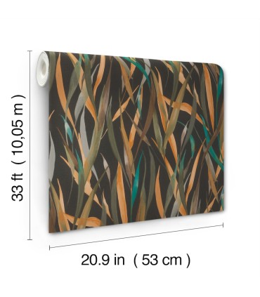 4202-330250 - Willoughby Black Fronds Wallpaper-Springhill by A Street