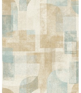 4191-83031 - Cassandra Teal Block Geometric Wallpaper