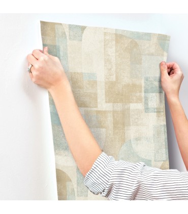 4191-83031 - Cassandra Teal Block Geometric Wallpaper