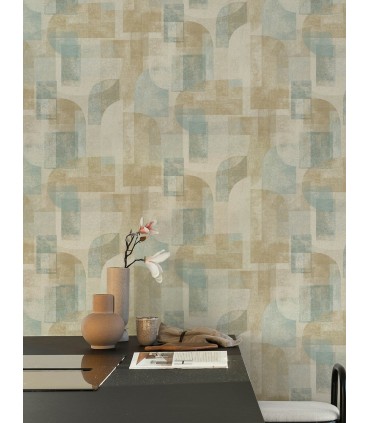 4191-83031 - Cassandra Teal Block Geometric Wallpaper