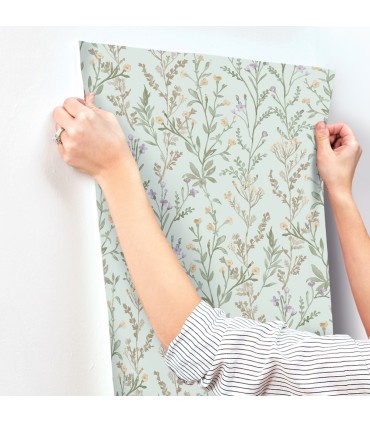 4191-83018 - Laverne Aquamarine Wildflowers Wallpaper by Chesapeake