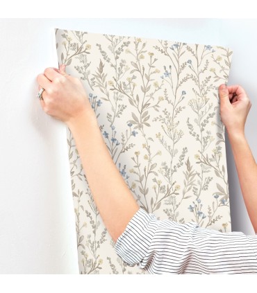 4191-83017 - Laverne Neutral Wildflowers Wallpaper by Chesapeake