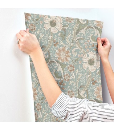 4191-83013 - Liora Aqua Floral Trail Wallpaper by Chesapeake