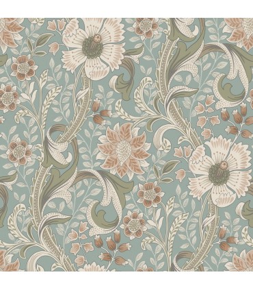 4191-83013 - Liora Aqua Floral Trail Wallpaper by Chesapeake