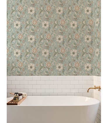 4191-83013 - Liora Aqua Floral Trail Wallpaper by Chesapeake