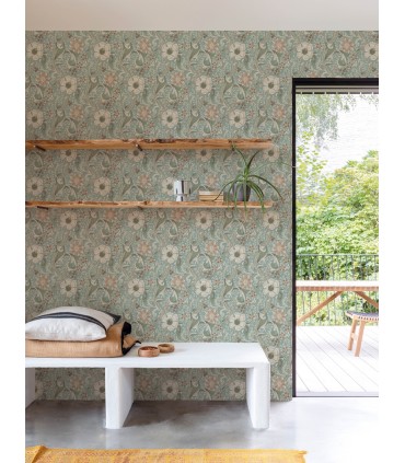 4191-83013 - Liora Aqua Floral Trail Wallpaper by Chesapeake