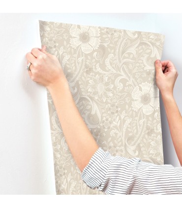 4191-83012 - Liora Beige Floral Trail Wallpaper by Chesapeake