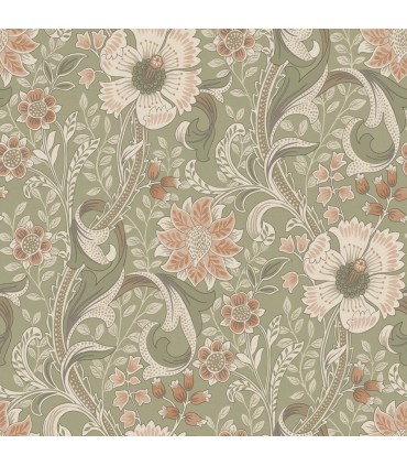 4191-83014 - Liora Green Floral Trail Wallpaper by Chesapeake