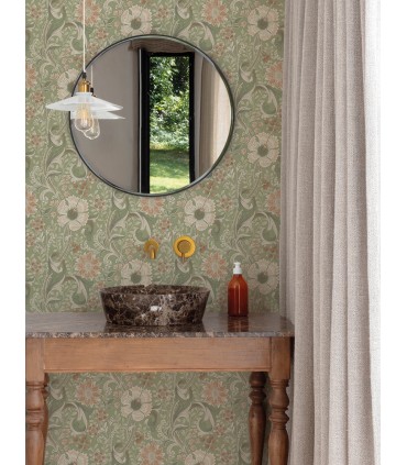 4191-83014 - Liora Green Floral Trail Wallpaper by Chesapeake