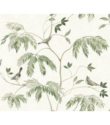 LL3251 - Cillian Dark Green Botanical Bird Trail Wallpaper-Layered Luxe