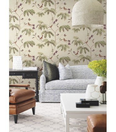 LL3248 - Cillian Plum Botanical Bird Trail Wallpaper-Layered Luxe