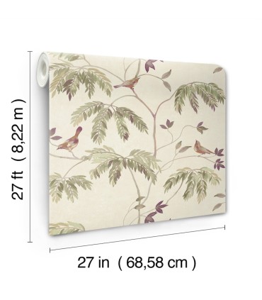 LL3248 - Cillian Plum Botanical Bird Trail Wallpaper-Layered Luxe