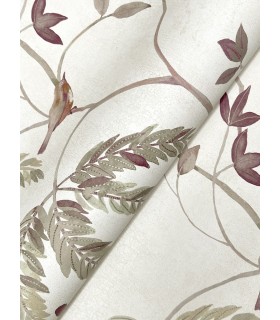 LL3248 - Cillian Plum Botanical Bird Trail Wallpaper-Layered Luxe