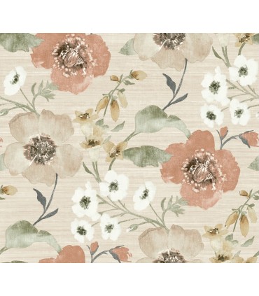 LL3201 - Evelyn Apricot Floral Wallpaper-Layered Luxe