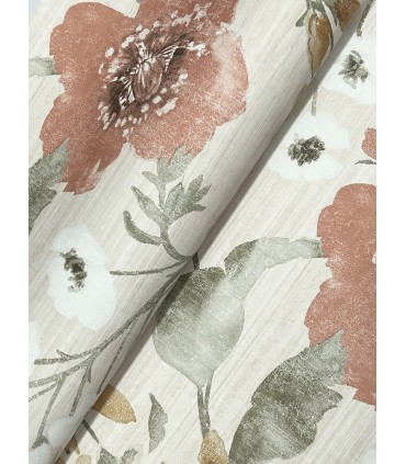 LL3201 - Evelyn Apricot Floral Wallpaper-Layered Luxe