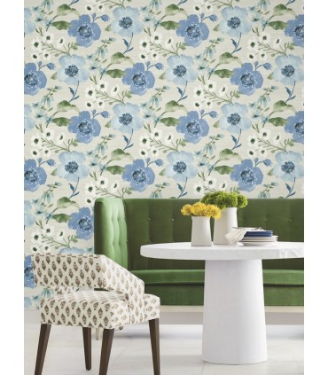 LL3203 - Evelyn Blue Floral Wallpaper-Layered Luxe