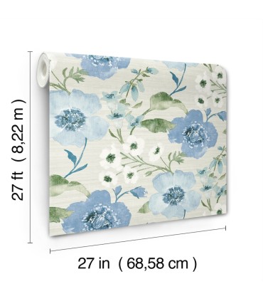 LL3203 - Evelyn Blue Floral Wallpaper-Layered Luxe
