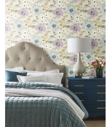 LL3202 - Evelyn Lavender Floral Wallpaper-Layered Luxe