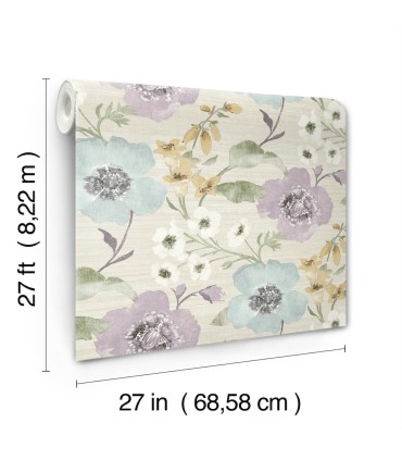 LL3202 - Evelyn Lavender Floral Wallpaper-Layered Luxe