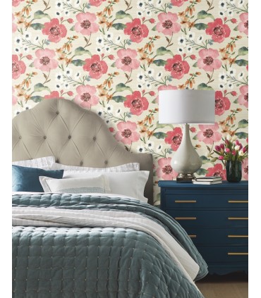 LL3200 - Evelyn Pink Floral Wallpaper-Layered Luxe