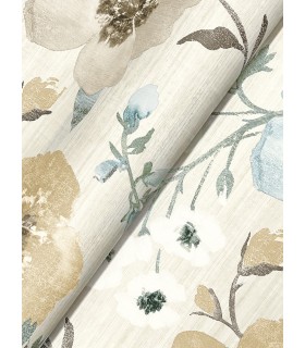 LL3204 - Evelyn Wheat Floral Wallpaper-Layered Luxe