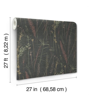 LL3241 - Meadow Splendor Black Botanical Wallpaper-Layered Luxe