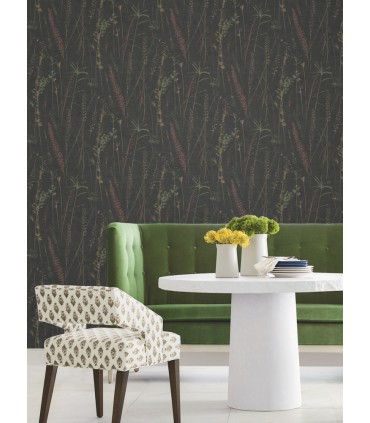 LL3241 - Meadow Splendor Black Botanical Wallpaper-Layered Luxe