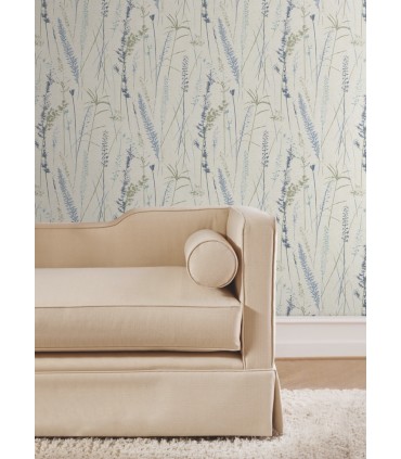 LL3242 - Meadow Splendor Blue Botanical Wallpaper-Layered Luxe