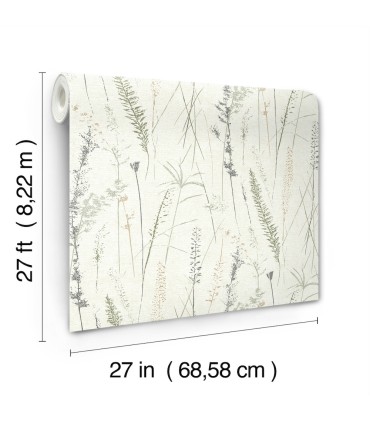 LL3240 - Meadow Splendor Charcoal Botanical Wallpaper-Layered Luxe