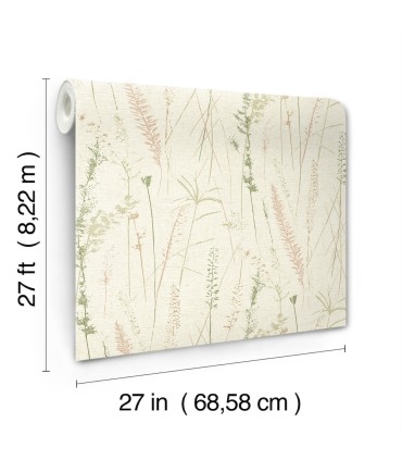 LL3238 - Meadow Splendor Salmon Botanical Wallpaper-Layered Luxe