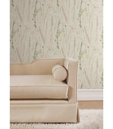 LL3238 - Meadow Splendor Salmon Botanical Wallpaper-Layered Luxe