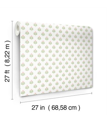 LL3236 - Serene Villa Pink Floral Stamp Wallpaper-Layered Luxe