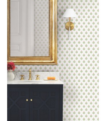 LL3236 - Serene Villa Pink Floral Stamp Wallpaper-Layered Luxe