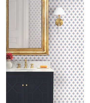 LL3235 - Serene Villa Red Floral Stamp Wallpaper-Layered Luxe