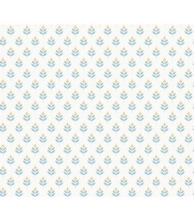 LL3233 - Serene Teal Floral Stamp Wallpaper-Layered Luxe